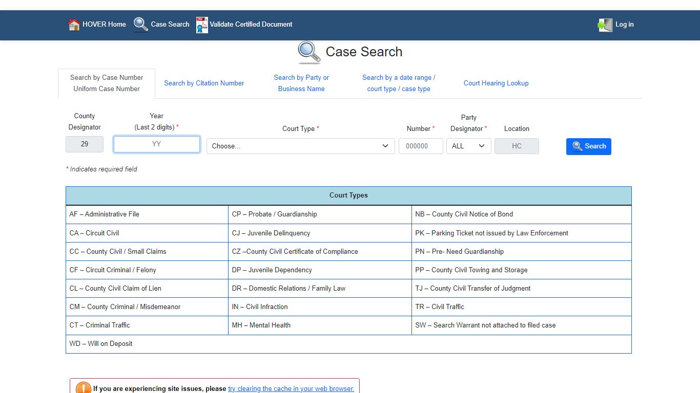 Case Search - Hover Home